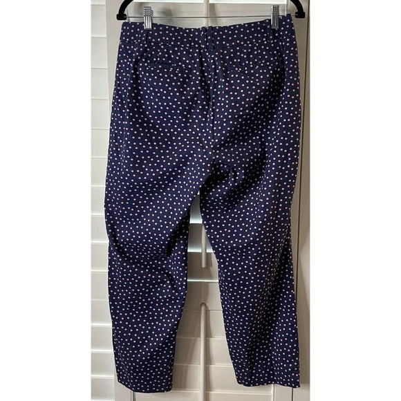 Talbots The Perfect Crop Curvy Blue Pants Pink Polka Dot Size 6 Stretch Beach - Picture 3 of 9